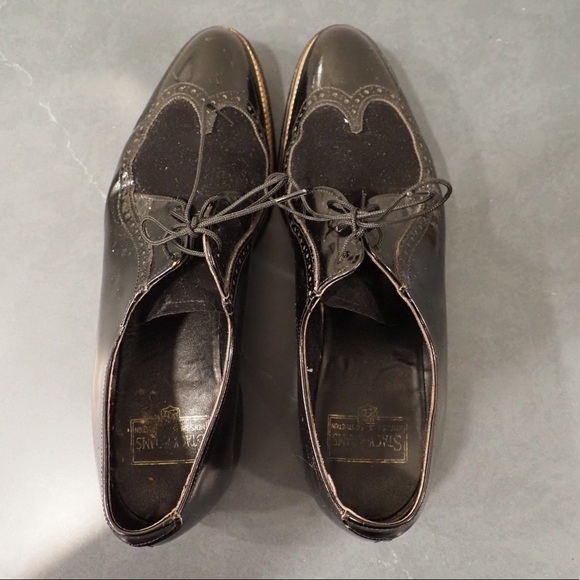 Stacy Adams sz 10D black leather suede wingtip derby shoes - Picture 7 of 16